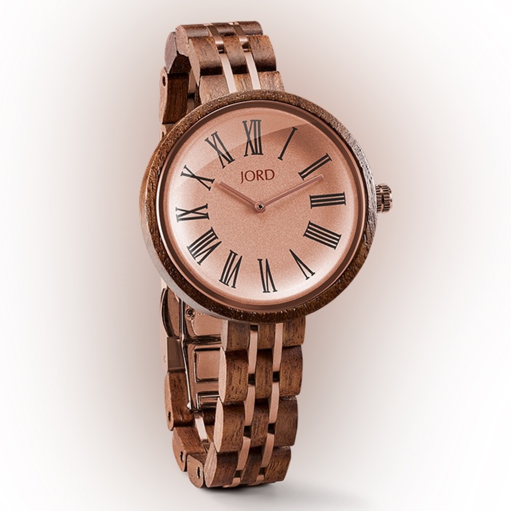 Jord Cassia Walnut and Vintage Rose Watch New in Box